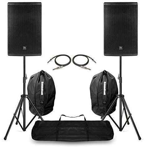 Power Dynamics PD415P 15 Passive DJ Speakers Pair with Stands, Bags & 5m NL2 Cables, 350W RMS Passive PA Speakers for Bands and Events