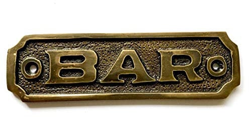 BAR Door Sign Name Plate Solid Brass with a Antique Bronze Finish 10.5 x 3cm comes with Screws DSN-11-AB