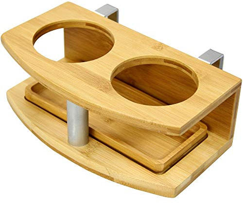 Woodquail Bamboo Clip on Cup Holder Hanging Shelf, Small Bedside Table (Clips 31mm)