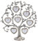LASODY Antique Silver Family Tree with 7 Hanging Picture Frames Metal Table TOP Photo Frame Decoration.