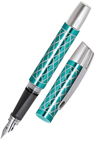 ONLINE Füller Campus Diamond Türkis, Tinten-Füller für Rechtshänder, ergonomisches Griffstück, hochwertige Iridium-Feder medium, Standard-Tintenpatronen