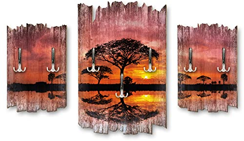 Kreative Feder Afrika Savanne Designer Wandgarderobe Flurgarderobe Wandpaneele 95 x 60 cm aus MDF DTGH027