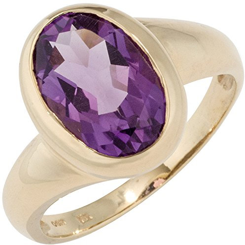 Jobo Damen-Ring aus 14 Karat 585 Gold mit Amethyst Größe 52