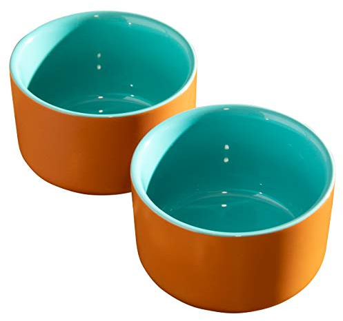 Hairy Bikers CKW2056 Lot de 2 ramequins en grès 10 x 10 x 6 cm pour cuisine maison design couleur contrastée (bleu sarcelle et terre cuite)