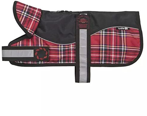 Outhwaite Reflective Black/Red Tartan Padded Harness Coat - 22