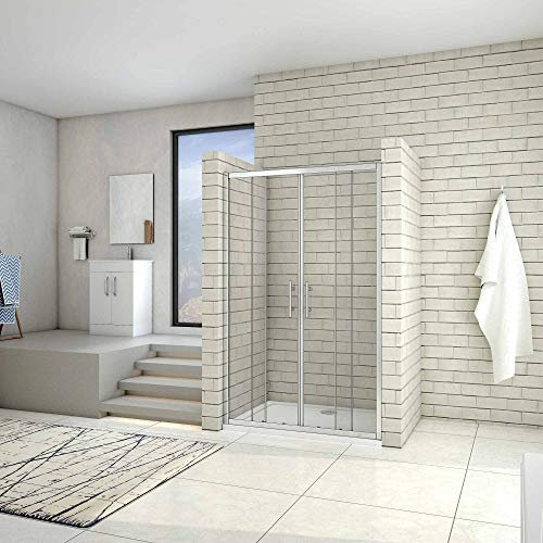 Porte de douche coulissante 150x190cm en niche l'accès au centre avec receveur 150x80cm