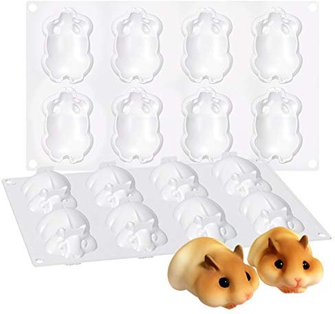 Koowaa 8 Cavity Silicone Mouse Mold, Clear/Translucent, Non-Stick, Dishwasher Safe, Baking Mold for Cake, Jelly, Chocolate, Cookies