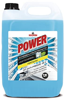 NIGRIN Scheiben-Frostschutz POWER Fertigmix bis -25°C, schnellwirkend, schlierenfrei und verhindert erneutes Einfrieren, blau, 5 Liter Kanister