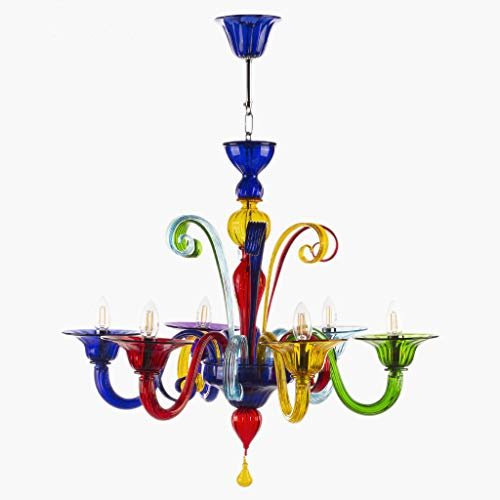 Velma Arlequin lustre en verre de Murano (5 lumières)