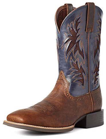 Ariat Mens Sport Cool VentTEK Western Boot Bar Top Brown/Arizona Sky 10.5