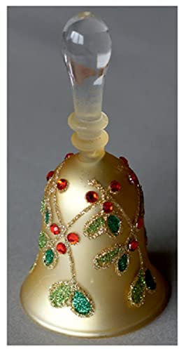 GL 112.641 Tischglocke handgefertigt aus gezogenem Glas Höhe ca. 100 mm gold rot grün gold red green