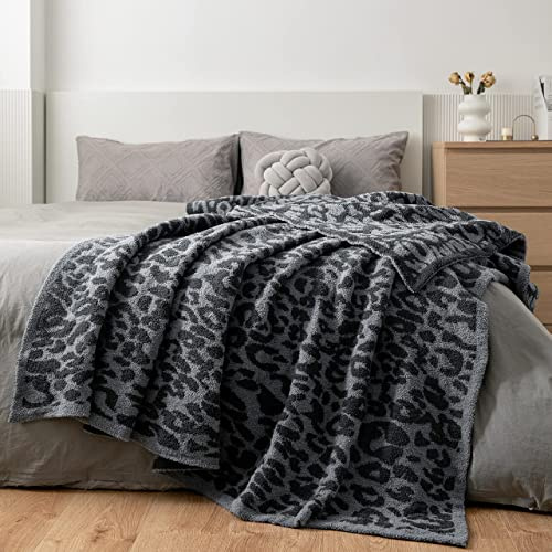 MH MYLUNE HOME Fleece-Überwurf, wendbar, flauschig, ultraweich, Mikrofaser, Leopardenmuster, 180 x 200 cm, große, warme Decken für Sofa, Bett, Couch, Stuhl, Sofas, Marineblau