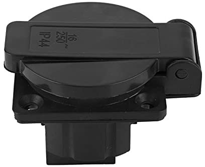 2M Prise de Courant Industrielle, Montage sur Panneau éTanche Noir Industriel Prise Femelle éLectrique Connecteur D'Alimentation 250V 16A Allemande Prise Simple Prise Murale éTanche