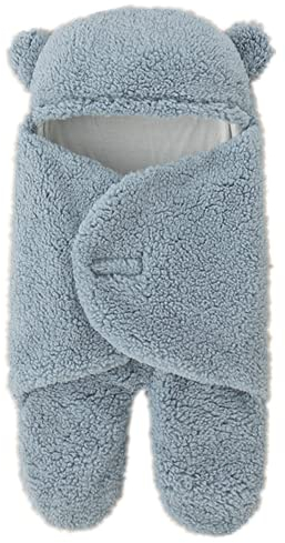 Daysskk Pucksack Baby 0-3 Monate Pucktuch Baby Winter Schlafsack mit Füßen Neugeborene Wickeldecke mit Kapuze Baby Winter Swaddle Baby Decke Babygeschenk