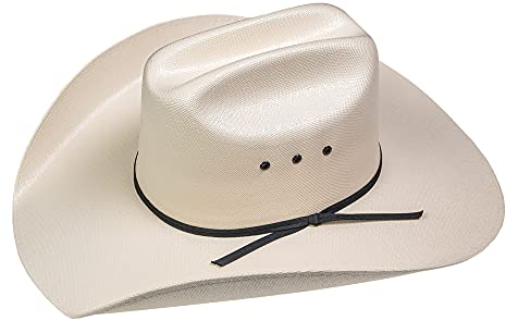 Lone Star Hats – Western Straw Cowboy Hut aus 100% Canvas mit schwarzem Hutband – fester Westernhut und Damen mit beidseitigen Lüftungslöchern – Original USA Strohhut (Größe 60 | Creme), B-LS-9CV