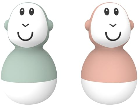 Matchstick Monkey Badezeit Baby Antimikrobielles Baby Badespielzeug Badewackel Wackelfiguren - sensorisches Lernen - leicht zu greifen - 2er Set - ab 12 Monaten Mint & rosa