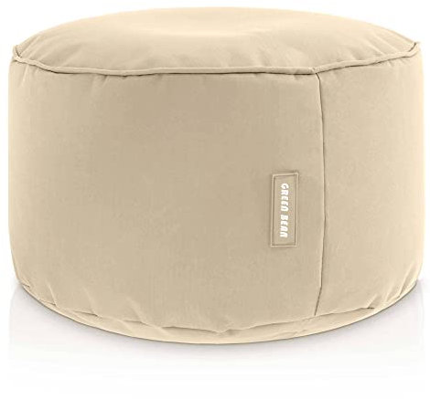 Green Bean Sitzsack-Hocker 25x45cm mit EPS-Perlen Füllung - Fußhocker Fußkissen Sitz-Pouf für Sitzsäcke - Bodenkissen für Kinder und Erwachsene - Fußablage Sitzkissen Sitzhocker Beige