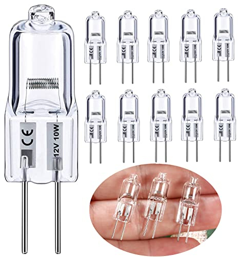 Vinaco G4 12V 10W Halogen Leuchtmittel, 10er-Pack Lange Lebensdauer Halogen G4 10W, Glühbirne G 4 Dimmbar Warmweiß 2800k, Leuchtmittel G 4 10 Watt für Unterschrank Puck Licht, Kronleuchter