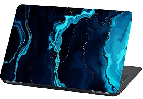Laptop Folie Cover Abstrakt Klebefolie Notebook Aufkleber Schutzhülle selbstklebend Vinyl Skin Sticker (Lp74 Blauer Marmor, 13-14 Zoll)