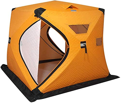 Campingzelte, Eisangelzelt für 3–4 Personen, einfach aufzubauendes Überlebenszelt zum Eisangeln, Trekking, Rucksackreisen (Gelb)