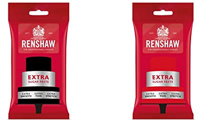 Renshaw Rollfondant Extra 1 kg - Schwarz & Rollfondant Extra 1 kg - Rot