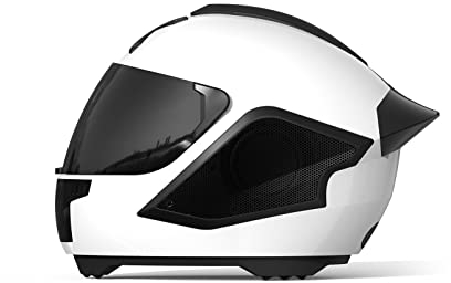 LEXIN Tragbare Bluetooth Lautsprecher, Kleine Musikbox in Motorradhelm Design, Motorrad Fans (weiß-BassBucket)