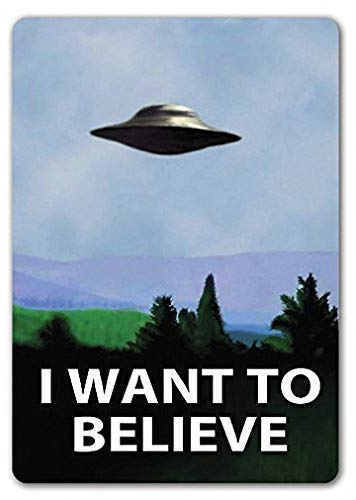 Metallschild X-Files inspiriert I Want to Believe Metall Wand Bar Pub Home Decor Schild Schild Alien Poster 20,3 x 30,5 cm Vintage Blechschild