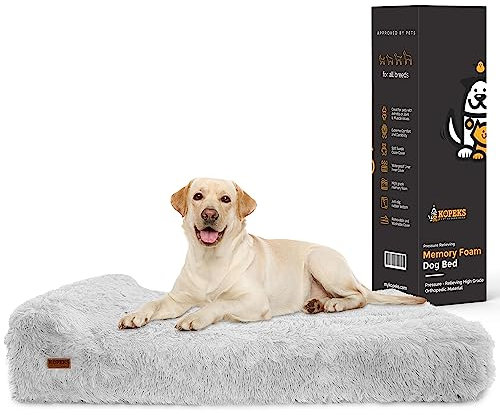 KOPEKS - Orthopädisches Ultra-Weiches Beruhigendes Anti-Angst Großes Hundebett mit viskoelastischem Schaum und wasserdichtem Bezug - XL - Grau