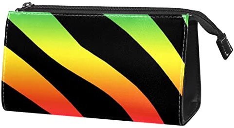 Make up Taschen für Frauen, Make up Reisetasche, wasserdichte Make up Organizer Tasche,Zebra Druck Regenbogen Streifen