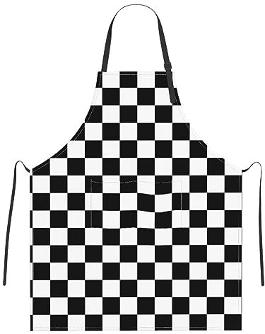 Mount Hour Schwarze und weiße Rennschürze Schürze mit 2 Taschen, Kochlätzchen für Küche, Kochen, Malen, Garten