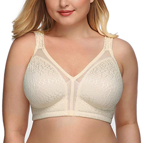 DotVol Soutien-Gorge Femme minimiseurs Dentelle Bra Comfortable sans Armature Couverture complète Grande Taille