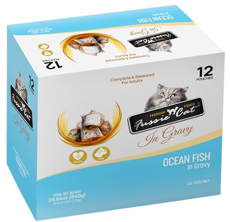 Fussie cat Premium Ocean Fish in Gravy, 2.4 Oz (Pack of 12)