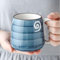 eKsdf Keramik Kaffeetasse Unterglasur Porzellan Becher Handbemalte Tasse 400ml, Keramiktasse Modern Espressotasse Teetasse mit Henkel Geschenk (Blau-D)
