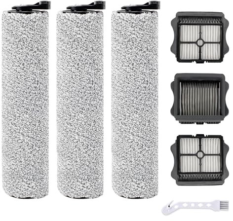 iFloor 3 HEPA-Filter und Rollenbürste Ersatz für Tineco iFloor 3 und Floor One S3 schnurlosen Nass-Trockensauger, 3 Bürstenrollen und 3 HEPA-Filter
