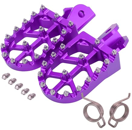 Repose-Pieds Moto,Repose Pieds Larges de Moto,Cale Pied Moto en Alliage d'aluminium CNC avec Ressorts pour sur Ron Light Bee CRF150F CRF230F 2003-2019-Violet