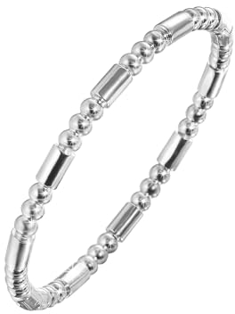 MILAKOO 4.5mm Armband aus Edelstahl Armspange für Frauen Einfaches Stilvolles und Schönes Armband mit Schließe (Silber)