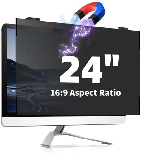 JEAPKA 24 Inch Computer Monitor Screen Protector, Magnetic Hanging Privacy Screen Filter, Anti Blue Light, Anti-Glare, Universal Compatibility