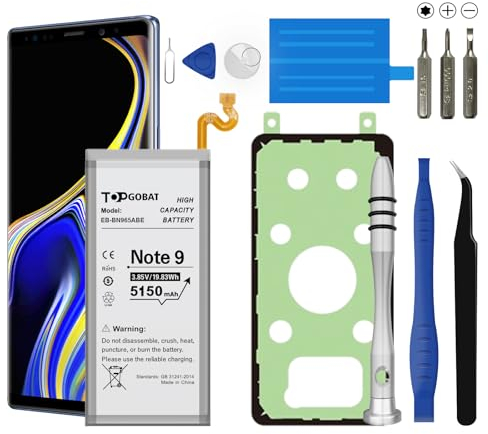 TOPTOPGOABT - Batteria di ricambio per Samsung Galaxy Note 9, 5150 mAh, ad alta capacità, compatibile con Samsung Galaxy Note 9 modello (N9600 SM-N9600 N960U N960F N960A N960T N960P) con kit di