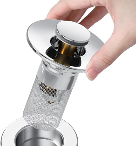 kivrimlarv Filtro di scarico in acciaio inox, 2 in 1, resistente agli odori, innovativo filtro per lavello e tappo di scarico per bagno e cucina
