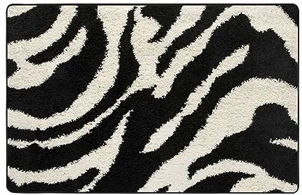 AUBKFELD Moderner Teppich, Zebra-Muster, 150 x 100 cm, Flanell, rutschfest, für Schlafzimmer, Wohnzimmer