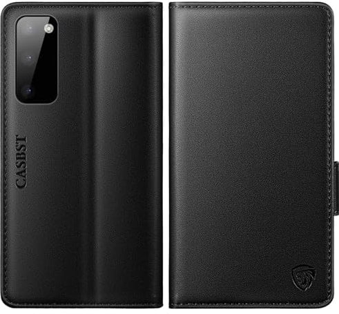 CASBST for Samsung Galaxy S20 FE Case, Kickstand Flip Leather Wallet Book Case with Card Slots Shockproof Magnetic Closure Protective Phone Case Cover Compatible with Samsung S20 FE - Black
