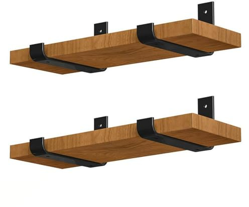TUAKIMCE 4 PCS Heavy Duty Shelf Brackets, 150mm (6 inch) Black Shelf Bracket Metal Industrial Shelf Bracket L Shape Right Angle Corner Bracket for Scaffold Board with Screw and Anchors