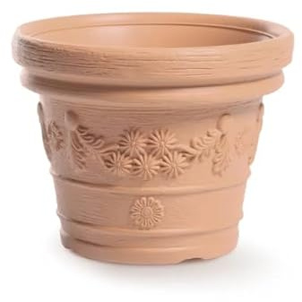 pokm toolsmarket - ∅39cm Blumentopf frostbeständig Übertopf, Rund Pflanzkübel, Blumenkübel aus robustem Kunststoff, UV-beständig, mit dekorativem Muster