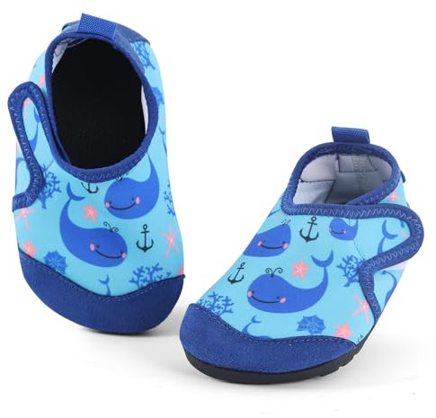 MASOCIO Chaussures Aquatiques Enfant Garcon Fille Chausson Garçon d'eau Chaussette Bebe Bébé Plage et Piscine Mer Riviere Séchage Rapide Bleu (Taille Fabricant: CN 25/26) EU 22/23