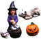YGCHEN Halloween Figuren Miniatur Hexe Skelett Kürbis Skelett-Hund Statue Deko Harz Halloween Dekoration Mini Figuren Kindergeburtstag 4 Stück