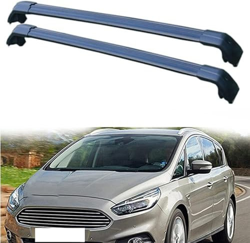 KFDEGYJJ Aluminium Dachträger Querstangen für Ford S-MAX 2015-2020,Dachgepäckträger- Alu Relingträger,Black