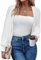 HOTOUCH Cardigans for Women UK Women's Cardigans Cropped Cardigan Batwing Long Sleeve Shrugs Open Front Casual Loose Knit Jumper Tops for Dress Evening Wedding White M