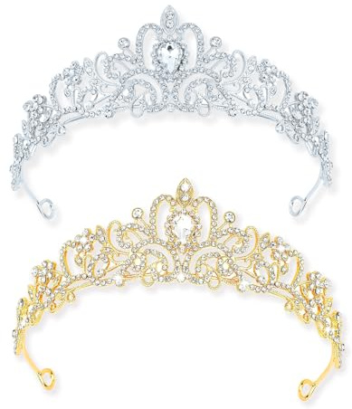 Krone Diadem Tiara - Kristall Strass Hochzeit Diadem für Damen, Mädchen, Prinzessin - Geburtstagskrone für Erwachsene, Abschlussball, Festzug, Brautkrone