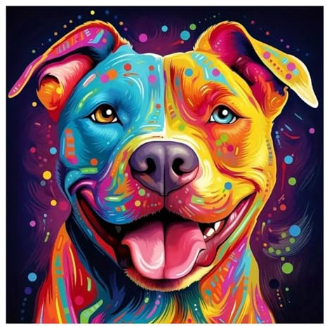 Paint by Numbers for Adults, Dog Painting by Numbers Kits On Canvas with Paint Brushes, DIY Dog Color Oil Painting Craft Art for Home Wall Decor 12x12 Inch
