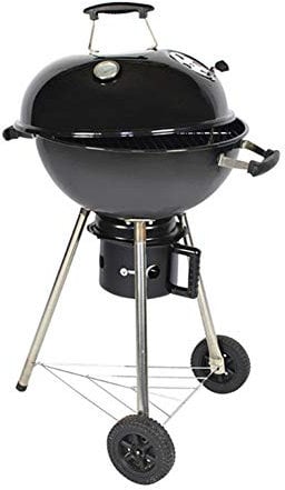 BBQ Holzkohlegrill Smoker mit Hitzeanzeige - Kugelgrill mit Rädern Tragbarer Trolley Holzkohlegrill aus Stahl mit Deckel und verchromtem Rost